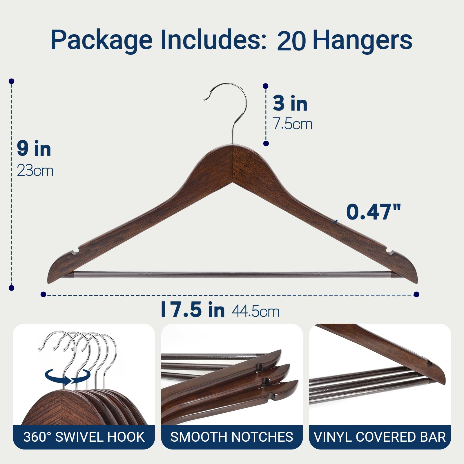 Amazon.com: Amber Home 20 Pack Walnut Wooden Coat Hangers, Vintage